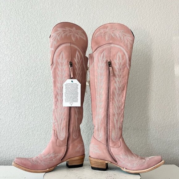 Lane LEXINGTON Over the Knee Womens Cowboy Boots 6 Pink Western Cowgirl Lace up - Picture 9 of 15